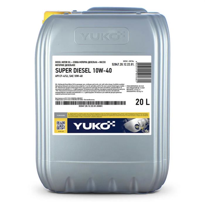Олива моторна YUKO SUPER DIESEL 10W-40 API CF-4/SJ 17,5кг 20л